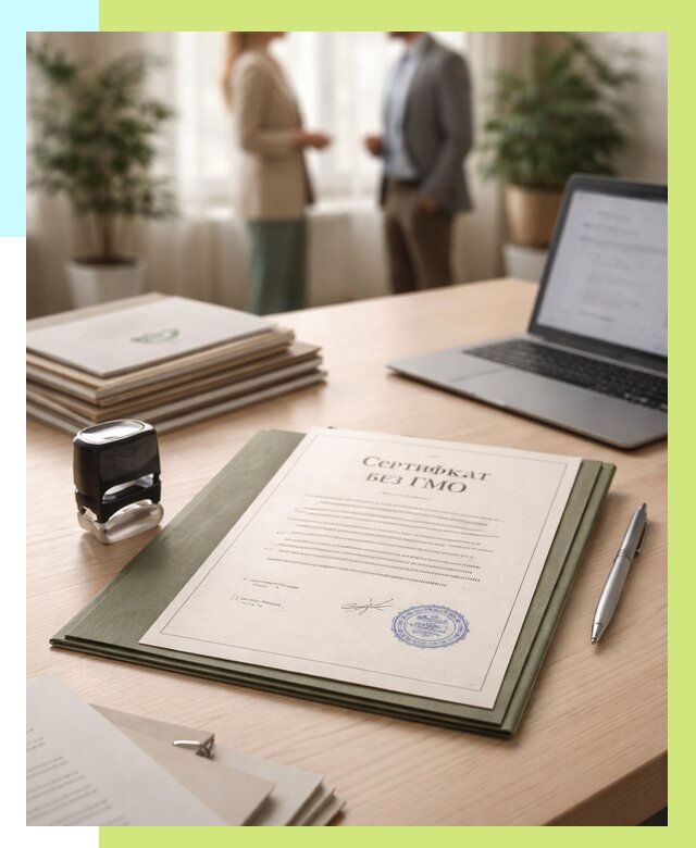 Сертификат без ГМО в Биробиджане от 7604 р. оформить срочно Алешин-Брб